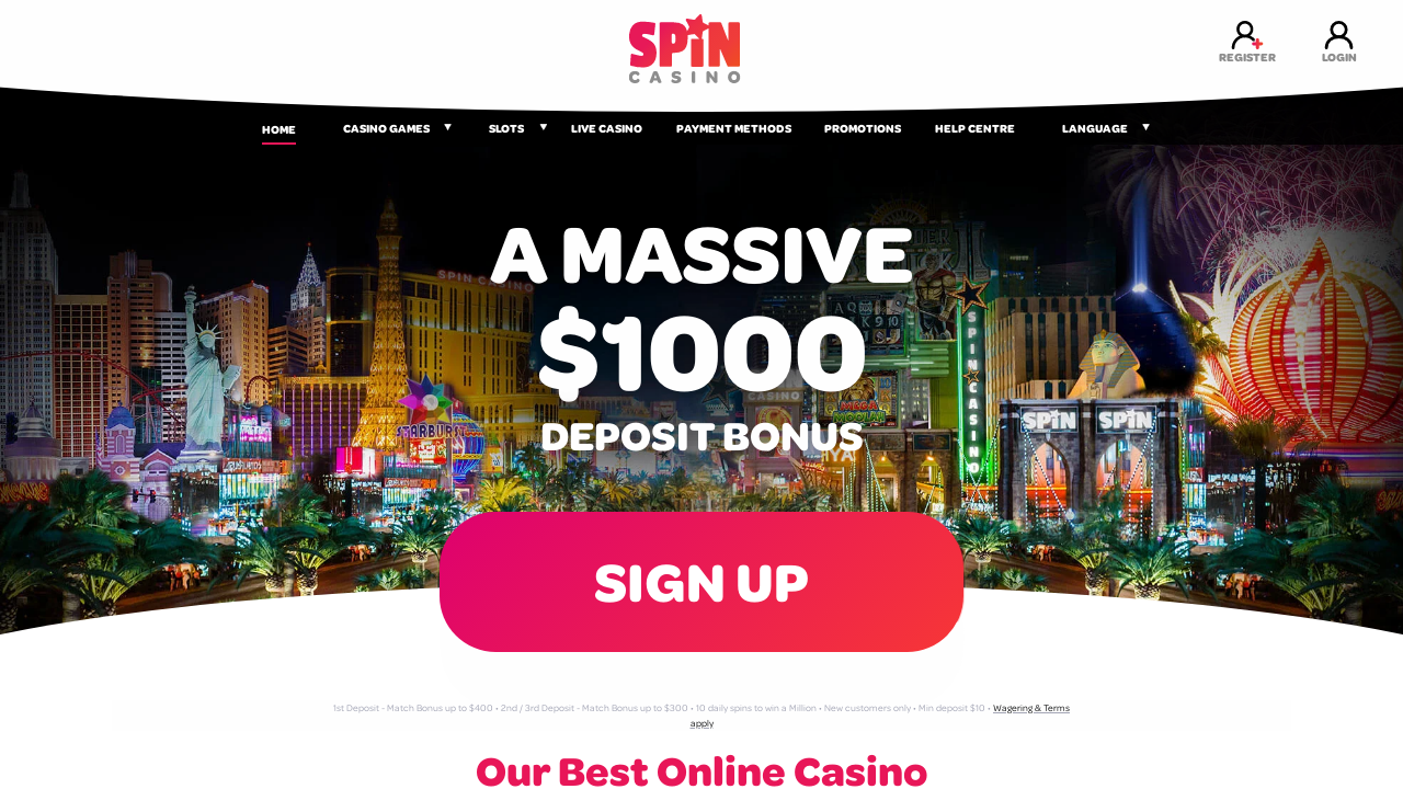 Spin Casino review Screenshot