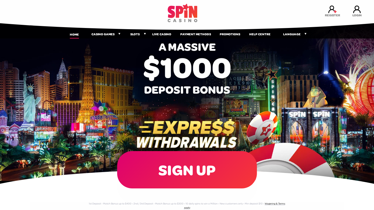 Spin Casino review Screenshot