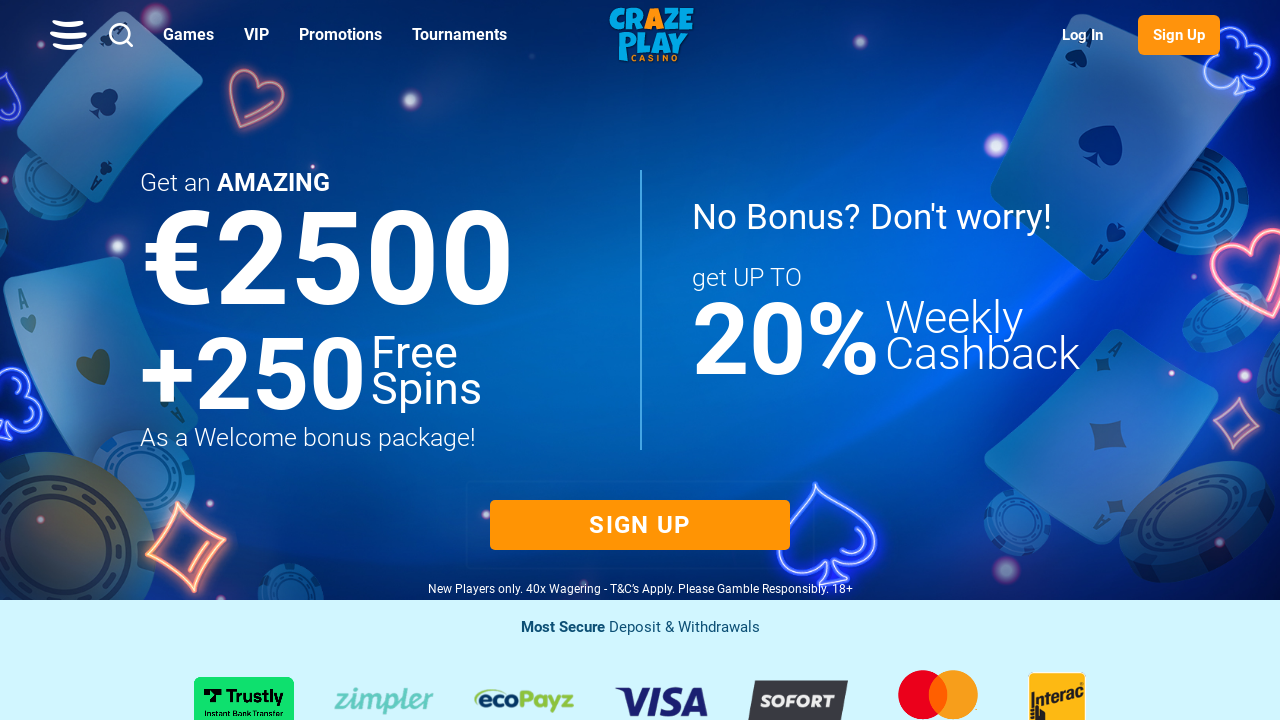 Crazeplay Casino review Screenshot Crazeplay Casino review Screenshot