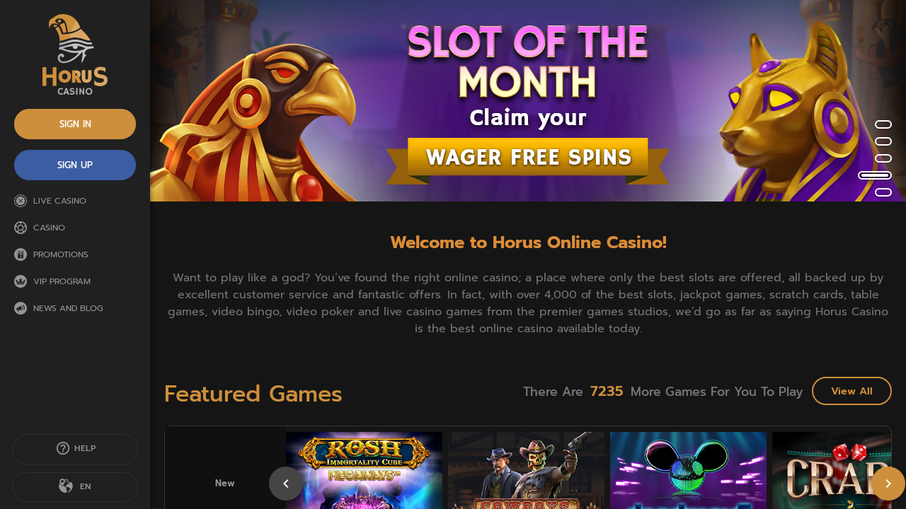 Horus Casino No Deposit Bonus 2020