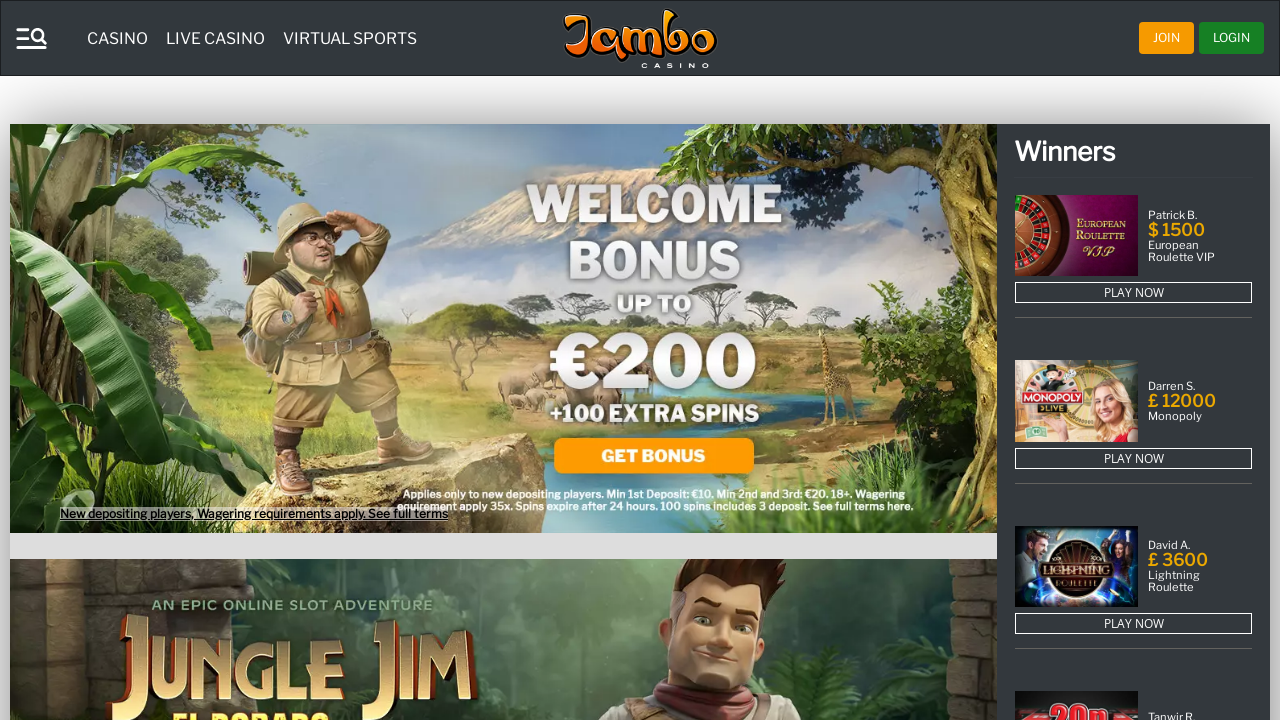 Jambo Casino review Screenshot Jambo Casino review Screenshot