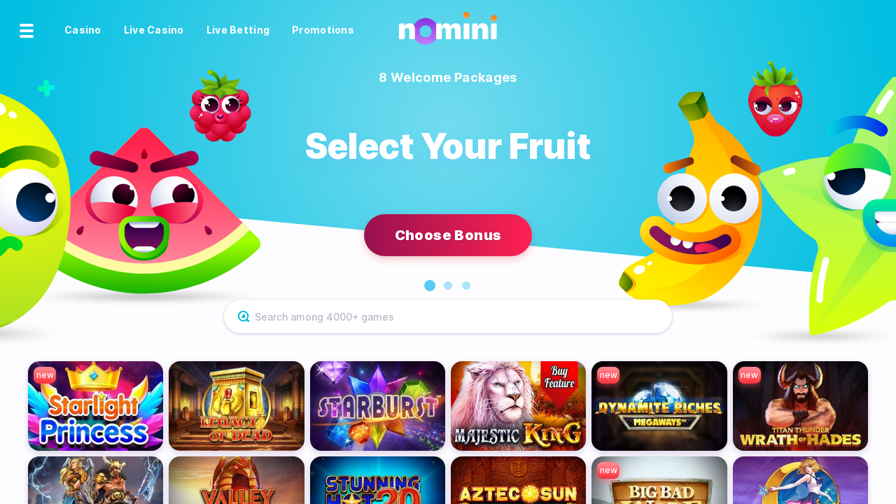 Nomini Casino review Screenshot Nomini Casino review Screenshot