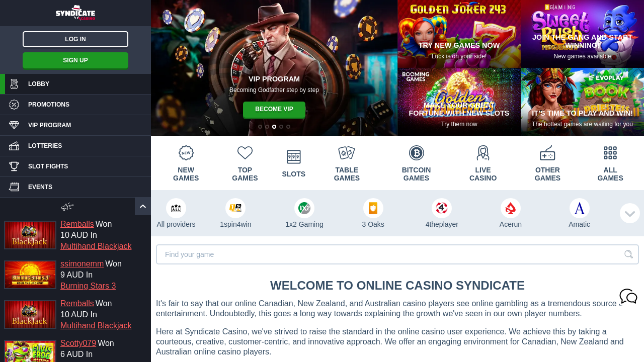Syndicate Casino review Screenshot Syndicate Casino review Screenshot