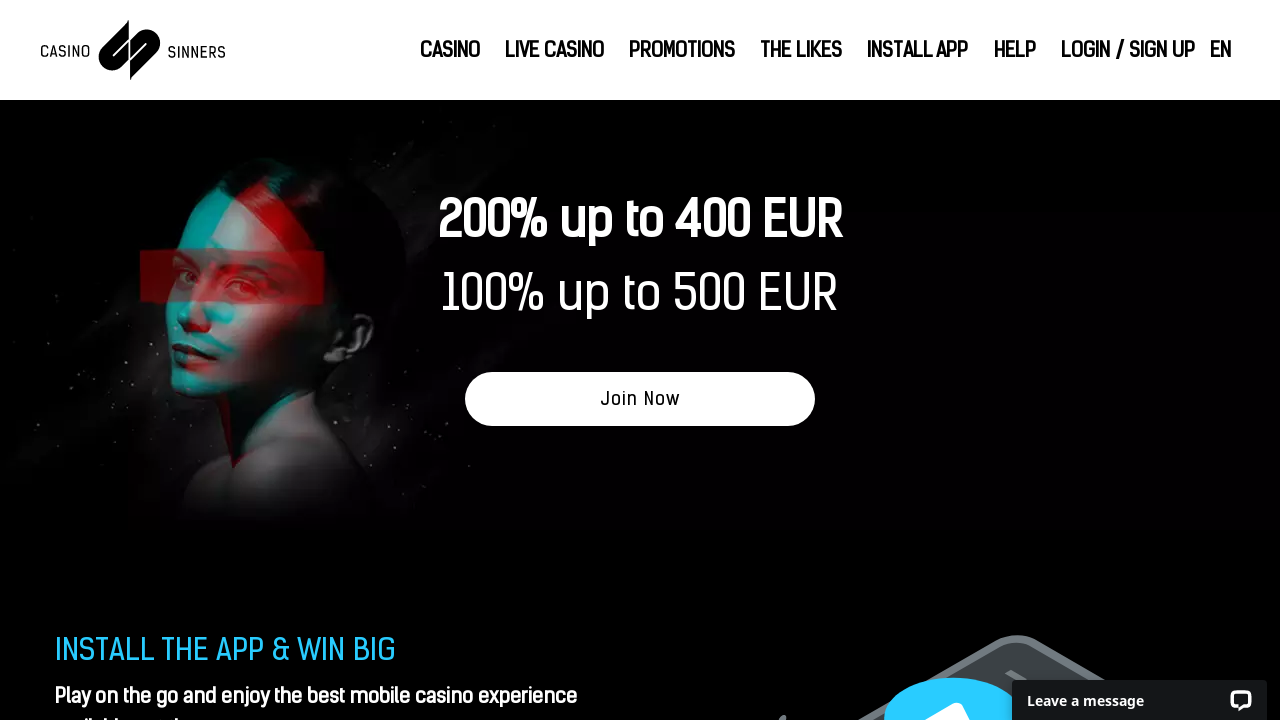 Casino Sinners review Screenshot Casino Sinners review Screenshot