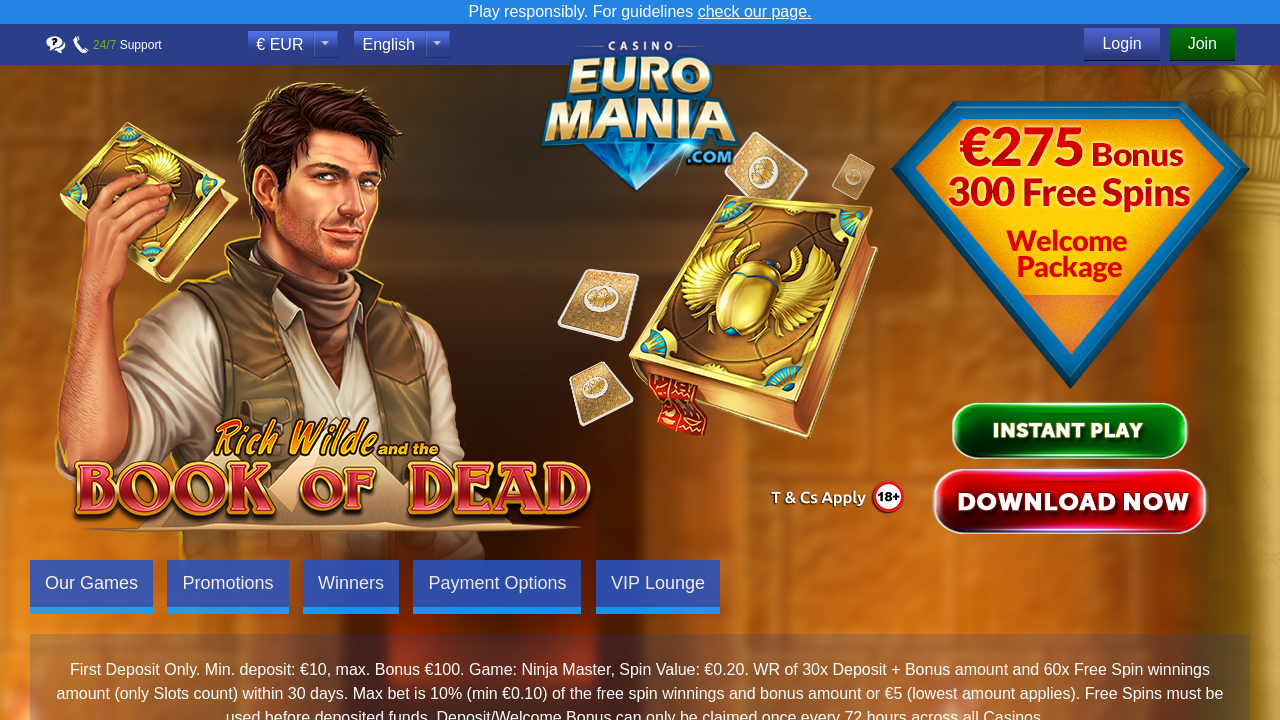 EuroMania Casino review Screenshot EuroMania Casino review Screenshot