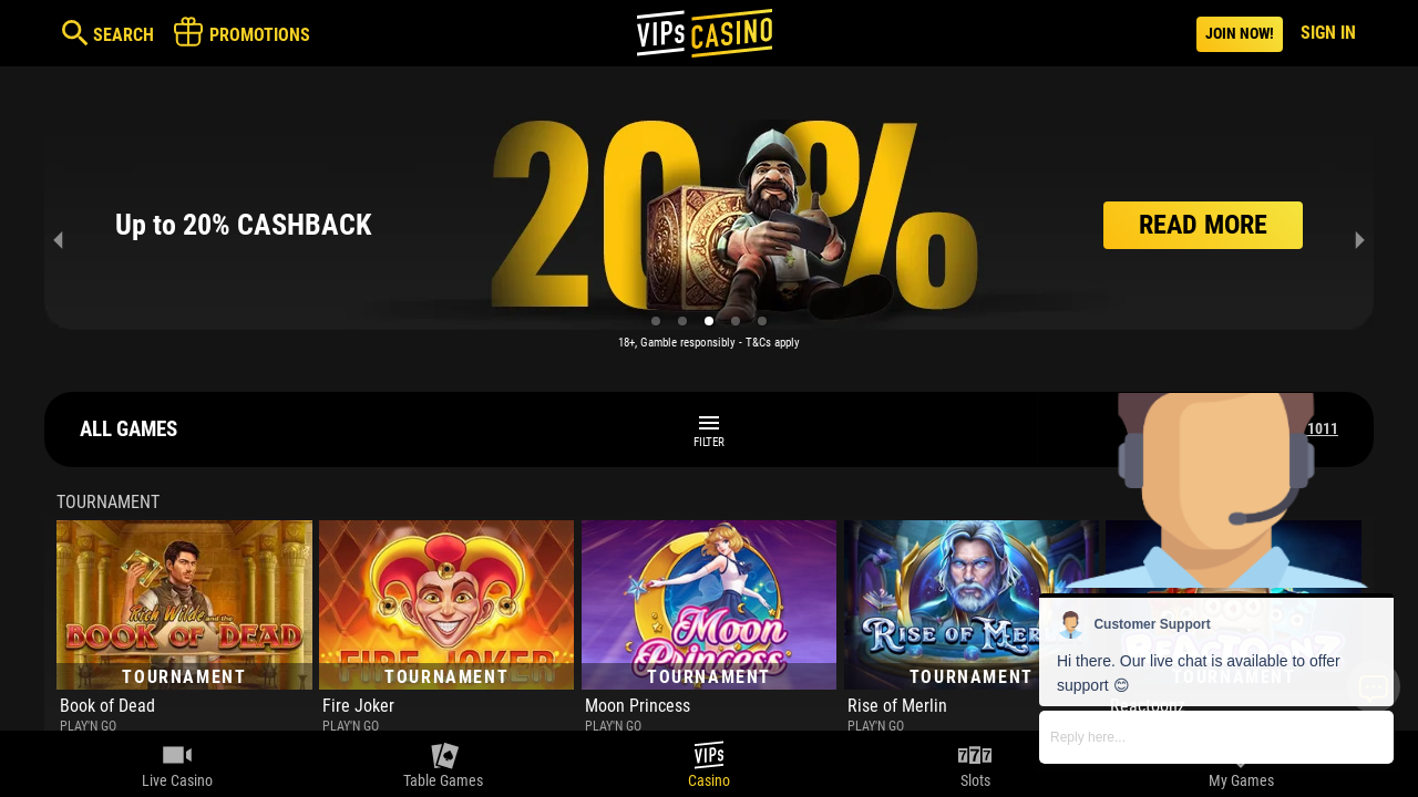 VIPs Casino review Screenshot VIPs Casino review Screenshot