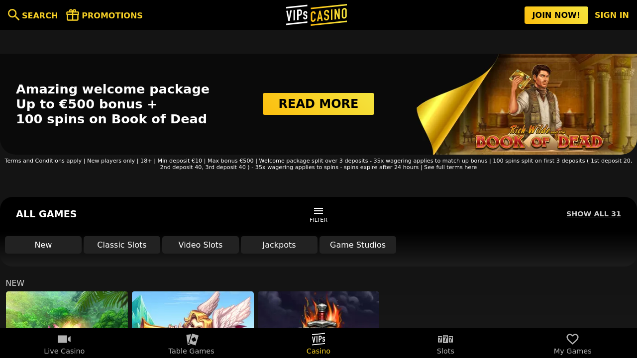 VIPs Casino review Screenshot VIPs Casino review Screenshot