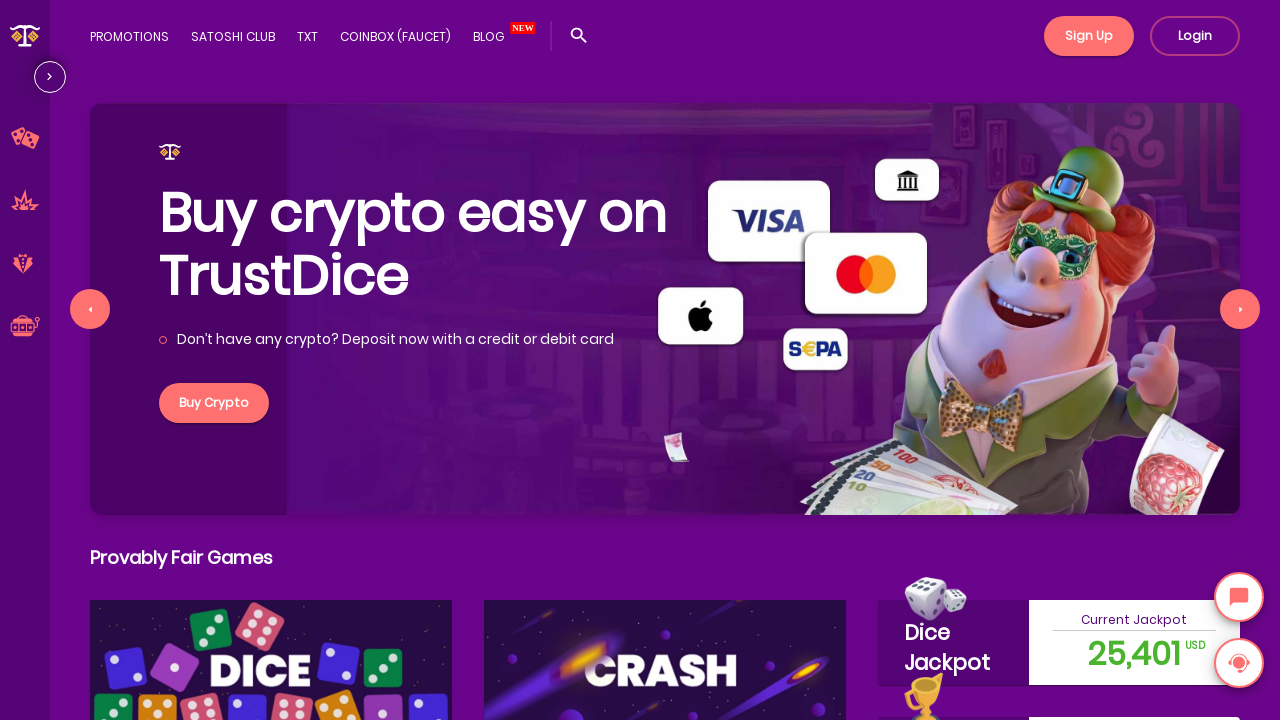 Trust Dice Casino review Screenshot Trust Dice Casino review Screenshot