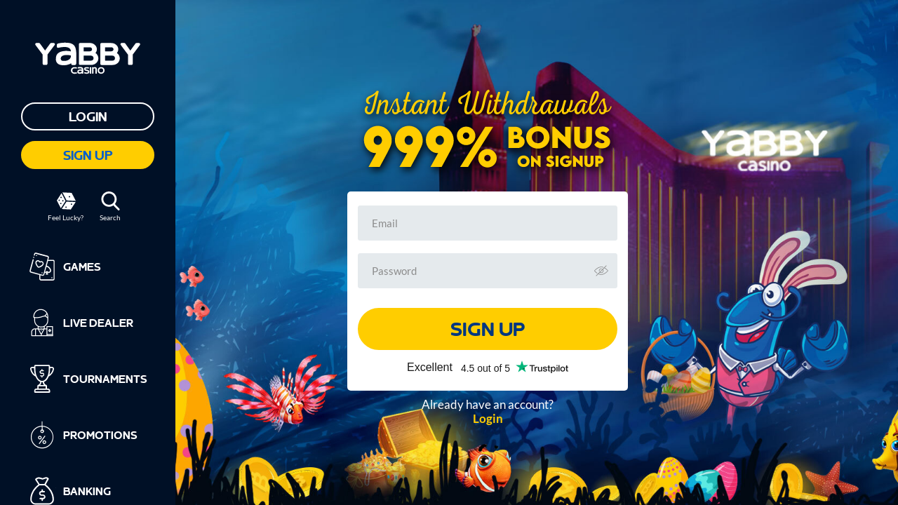 Yabby Casino review Screenshot Yabby Casino review Screenshot