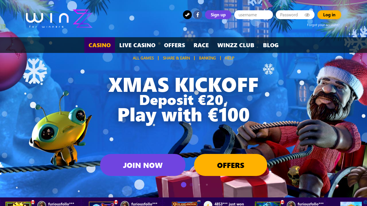 Winzz Casino review Screenshot Winzz Casino review Screenshot