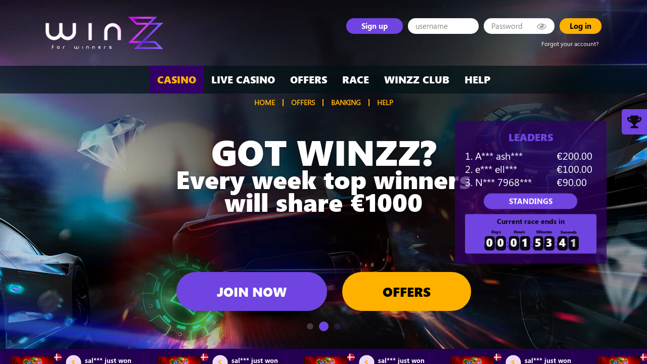 Winzz Casino review Screenshot Winzz Casino review Screenshot