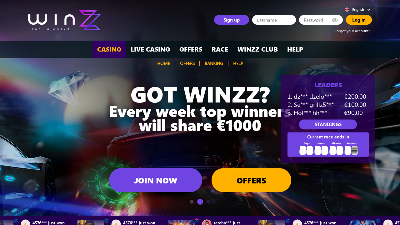 Winzz Casino review Screenshot Winzz Casino review Screenshot