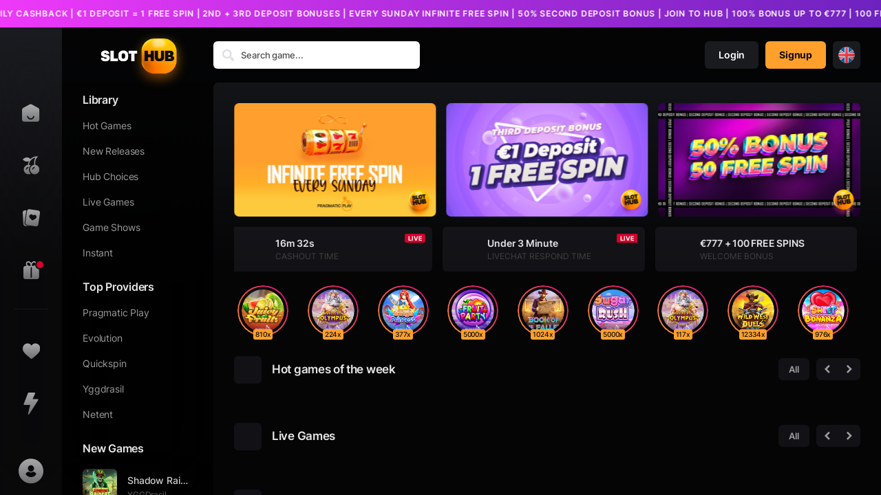 SlotHub review Screenshot