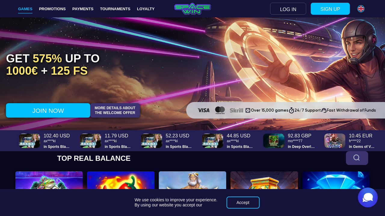 SpaceWin Casino review Screenshot