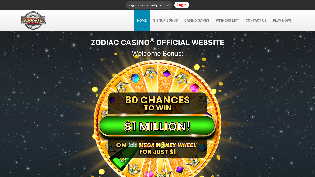 Zodiac Casino Screenshot