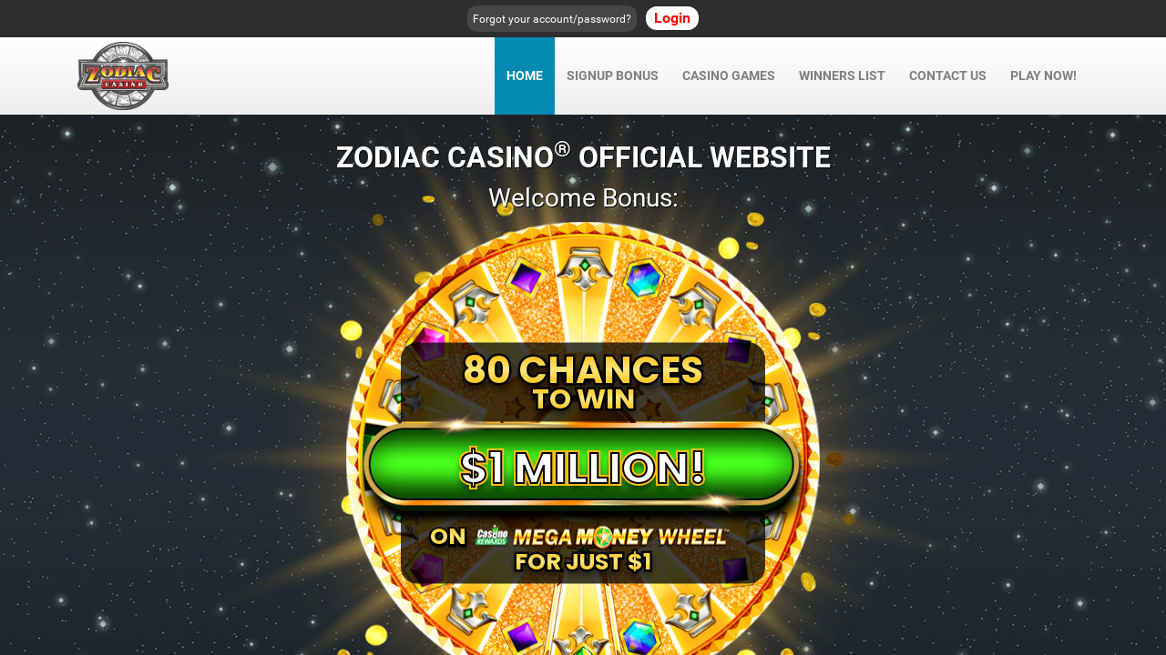 Zodiac Casino Screenshot