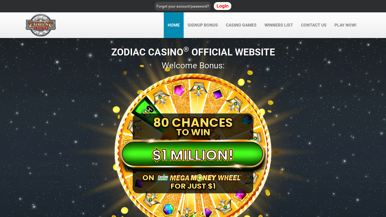 Zodiac Casino Screenshot