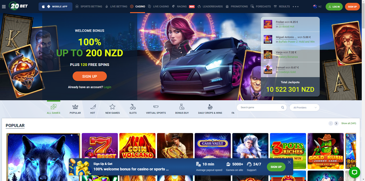 20Bet Casino review Screenshot