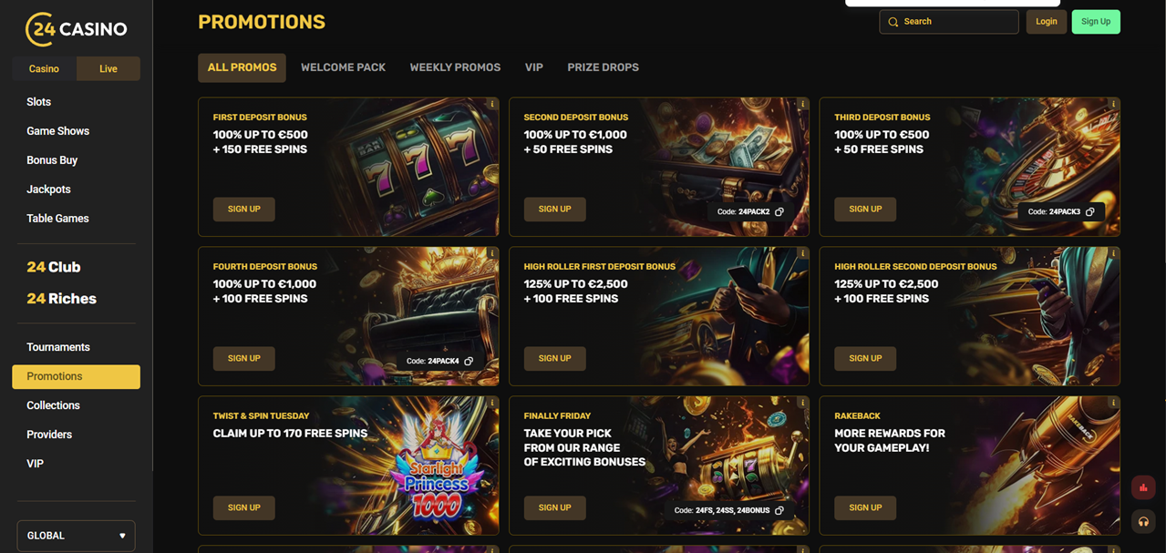 24Casino review Screenshot