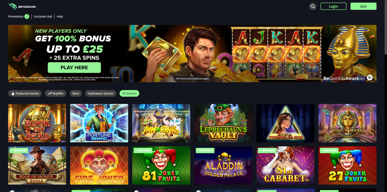 Betgrouse Casino review Screenshot