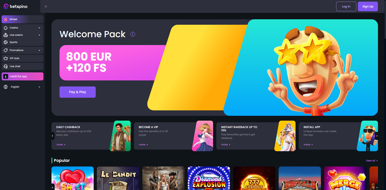 Betspino Casino review Screenshot