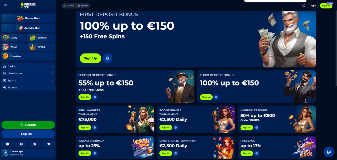 BillionaireSpin review Screenshot