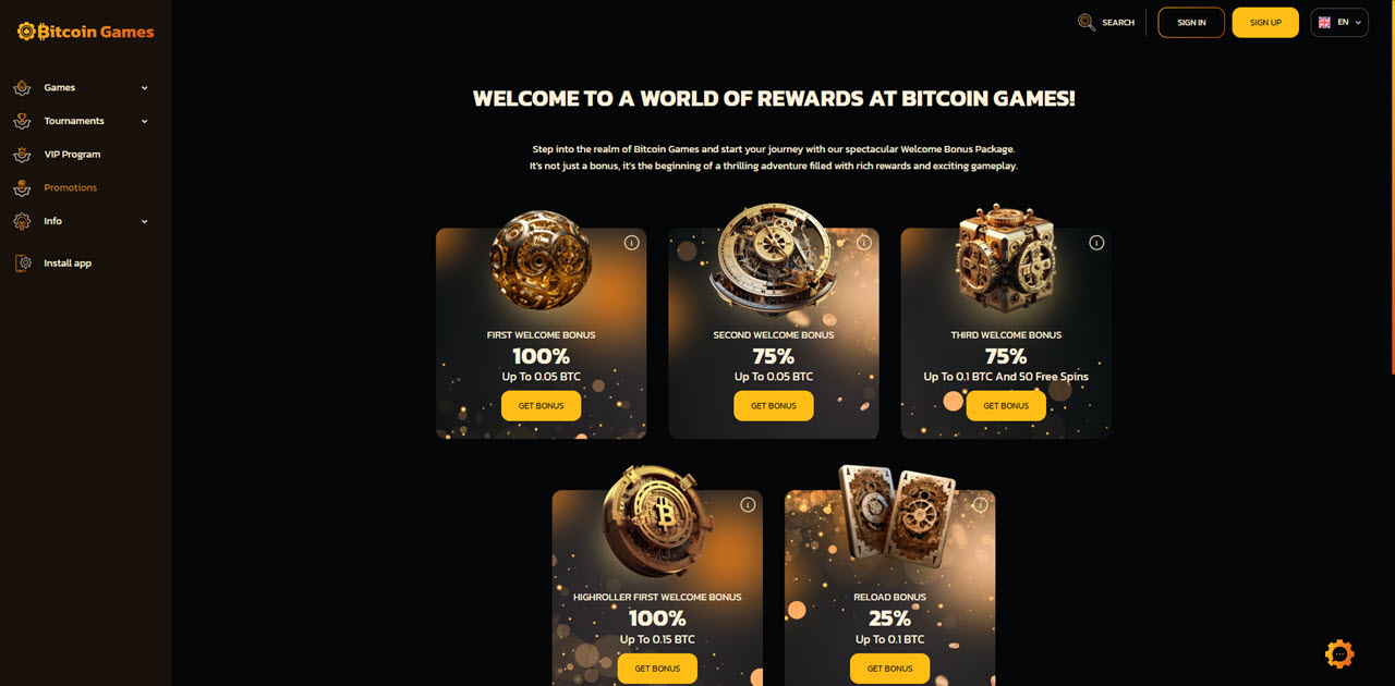 BitcoinGames Casino review Screenshot