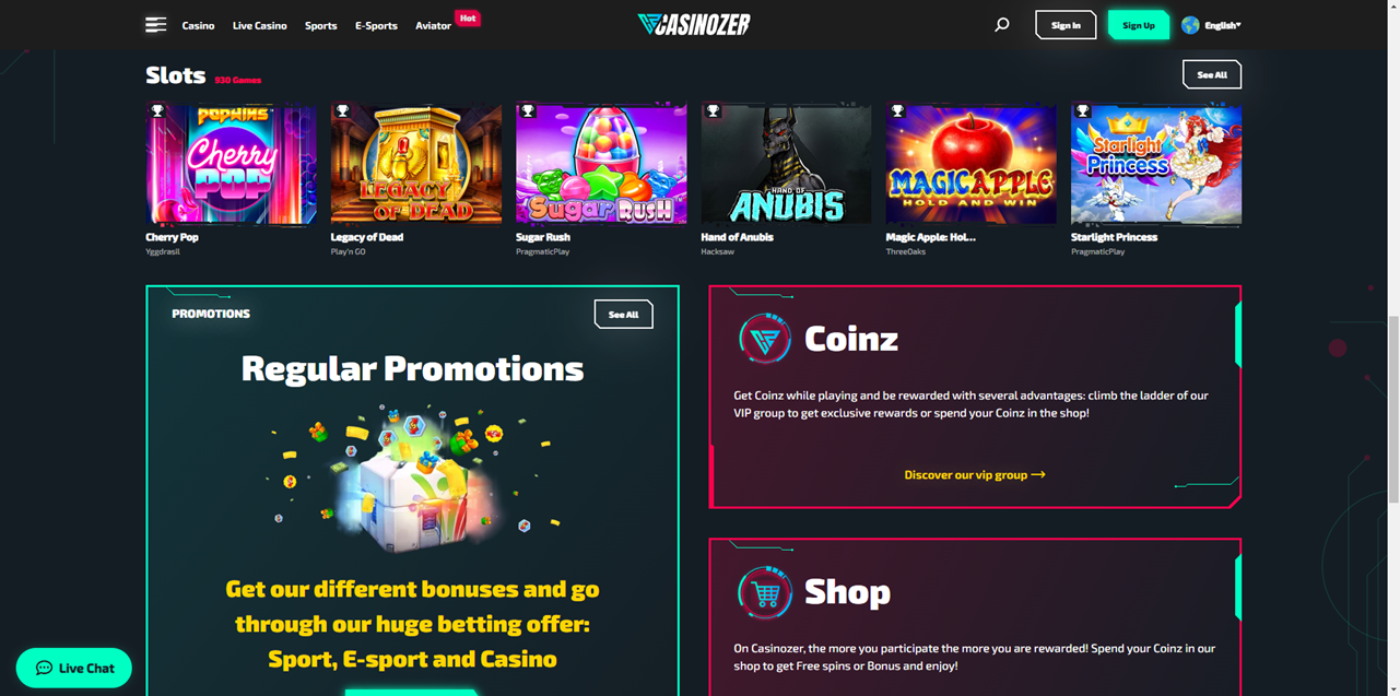 Casinozer review Screenshot Casinozer review Screenshot