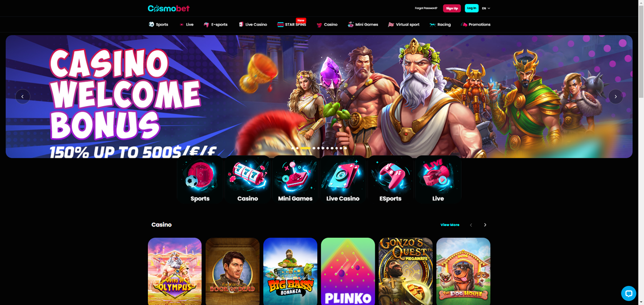 Cosmobet Casino review Screenshot