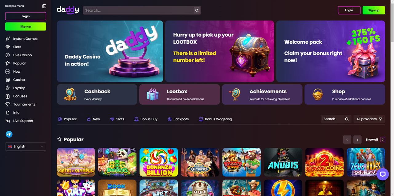 daddy Casino review Screenshot