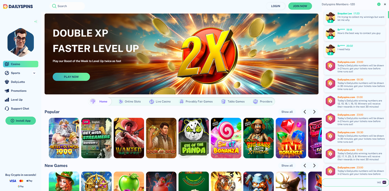 DailySpins review Screenshot