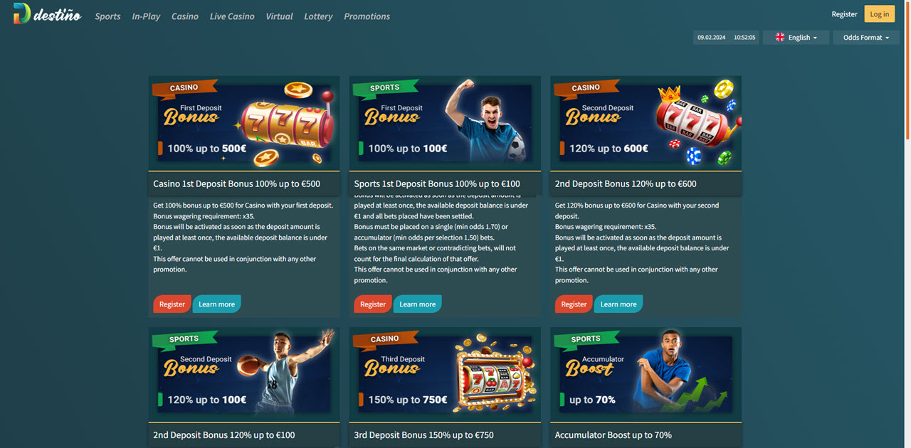 Destinobet Casino review Screenshot