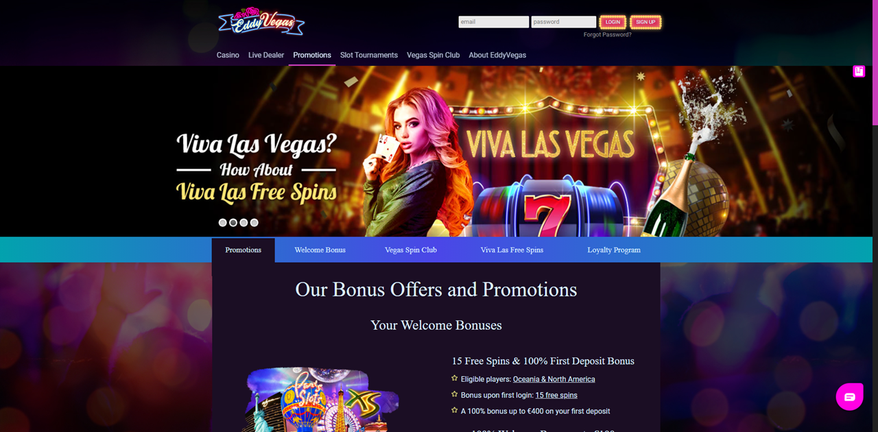 EddyVegas Casino review Screenshot