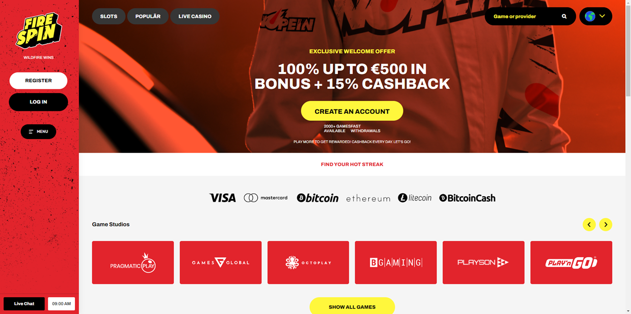 FireSpin Casino review Screenshot