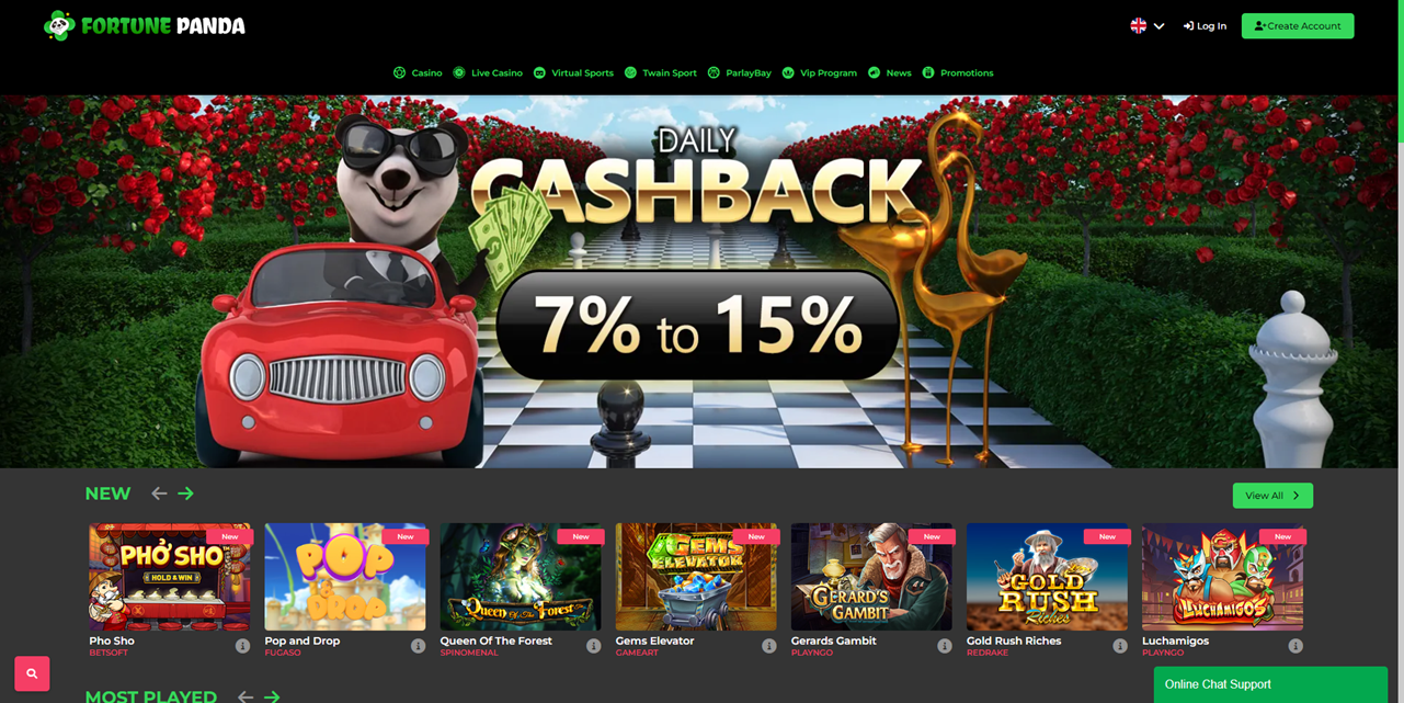 Fortune Panda Casino review Screenshot