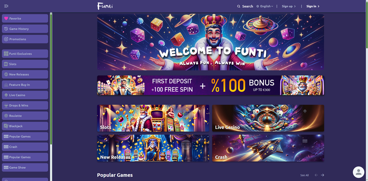 Funti Casino review Screenshot