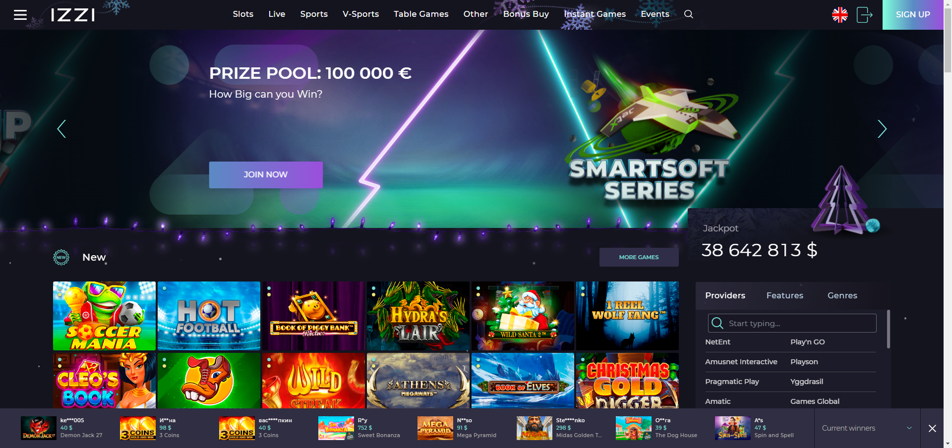Izzi Casino review Screenshot