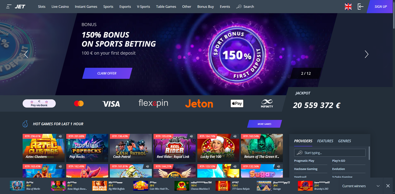 Jet Casino review Screenshot