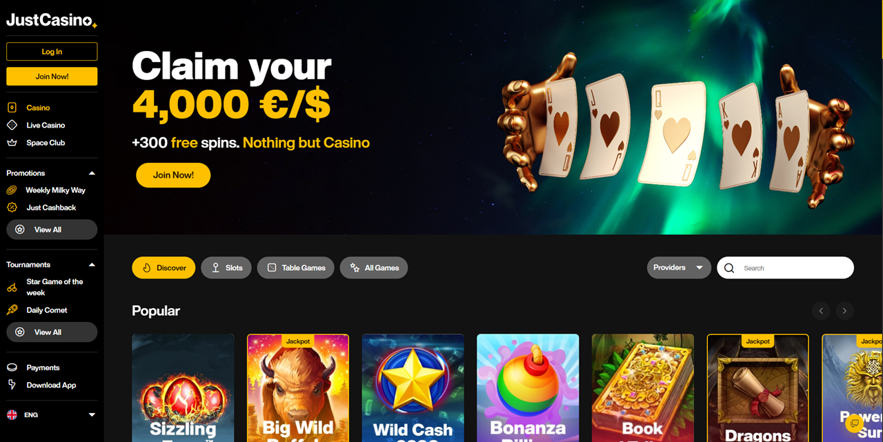 Just Casino review Screenshot