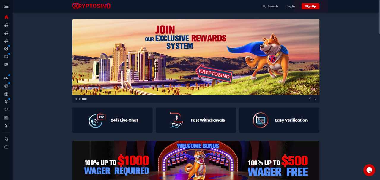 Kryptosino review Screenshot