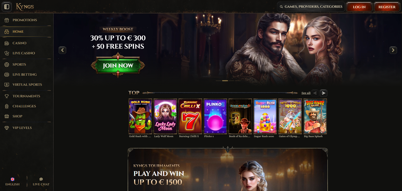 Kyngs Casino review Screenshot
