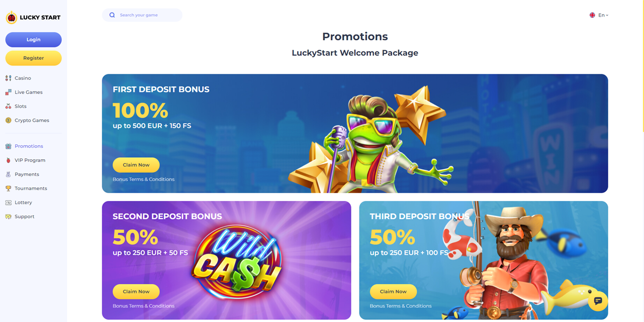 LuckyStart Casino review Screenshot