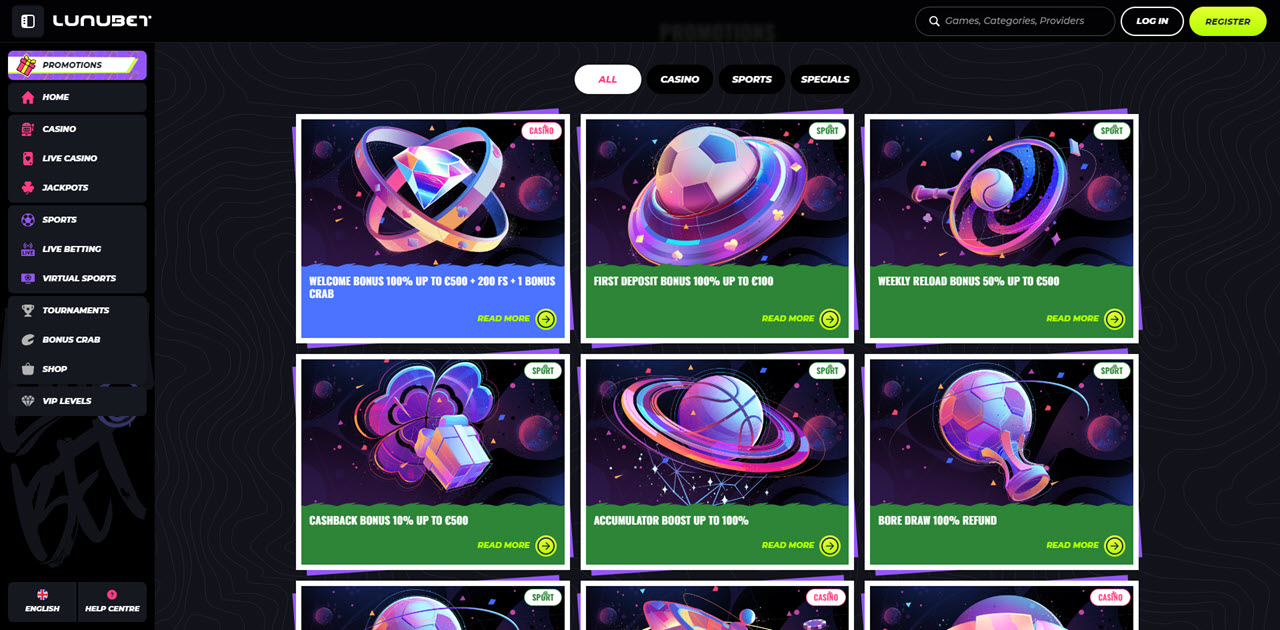 Lunubet Casino review Screenshot