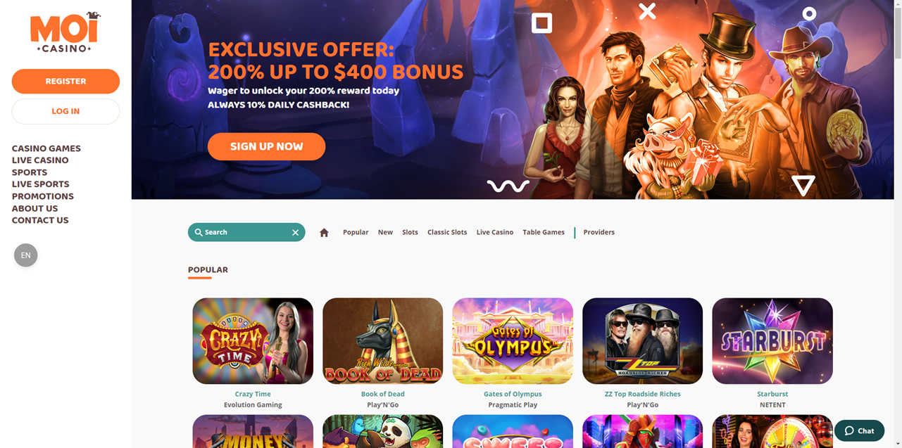 Moi Casino review Screenshot