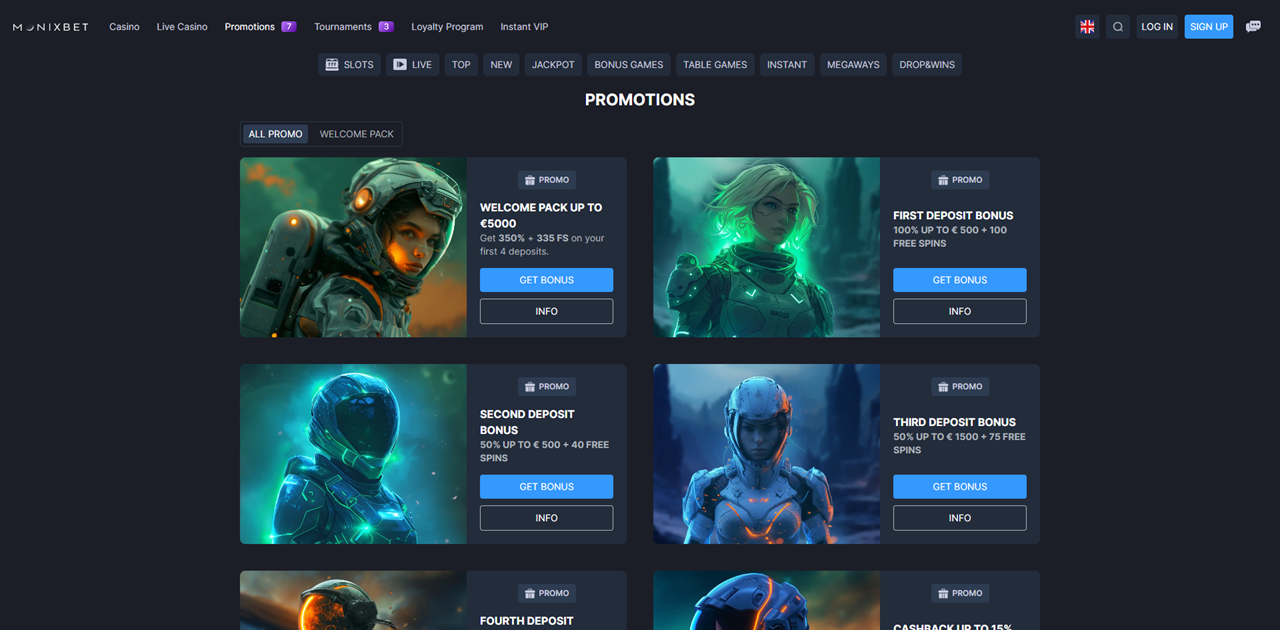 Monixbet Casino review Screenshot