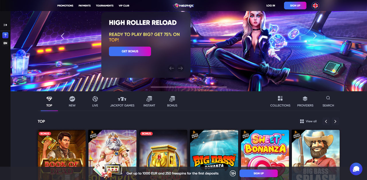 Neonix Casino review Screenshot