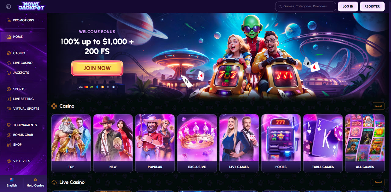 NovaJackpot review Screenshot