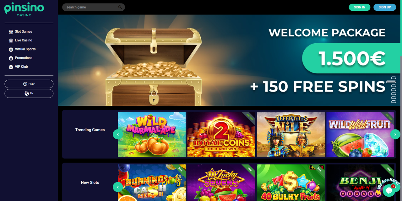 Pinsino Casino review Screenshot