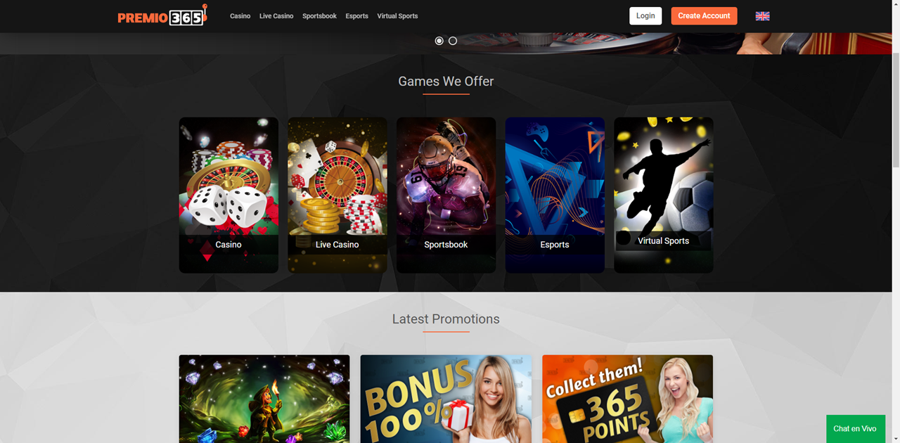 Premio365 Casino review Screenshot