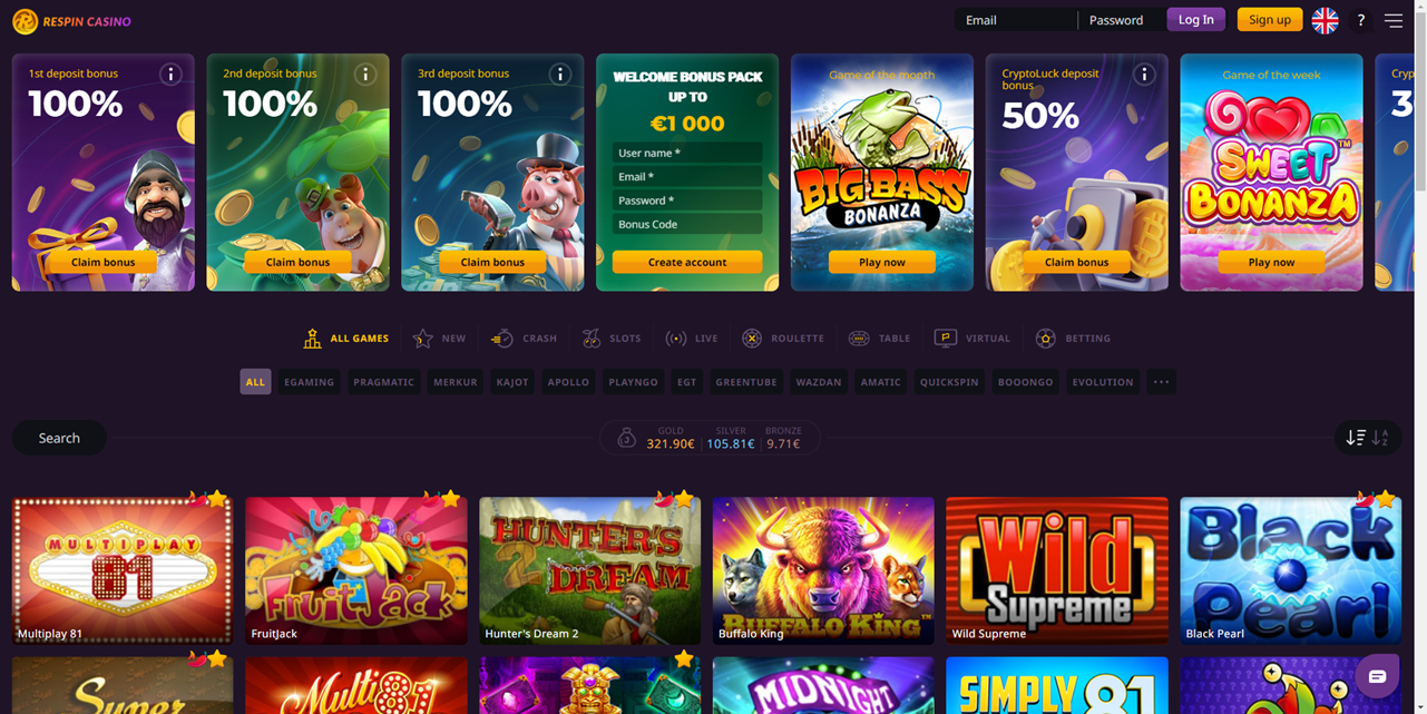 Respin Casino review Screenshot Respin Casino review Screenshot